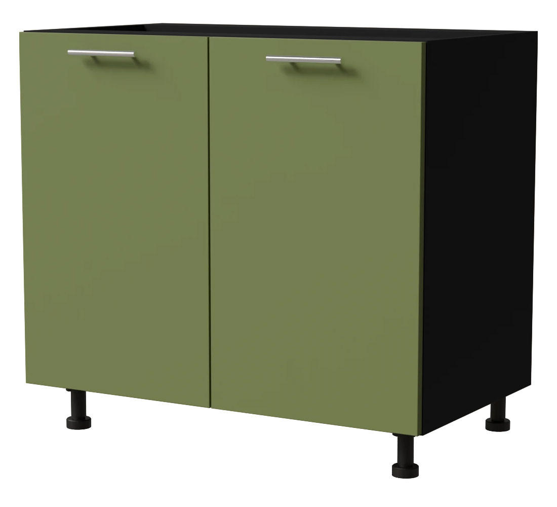 Feldmann-Wohnen KÜCHENUNTERSCHRANK Grün, Schwarz 90cm × 50cm × 82cm
