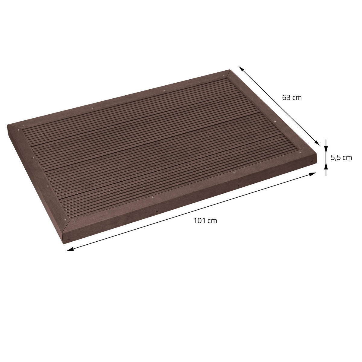 BODENELEMENT FÜR SOLARDUSCHE - Braun, Holzwerkstoff (63/5.5/101cm) - ML-DESIGN