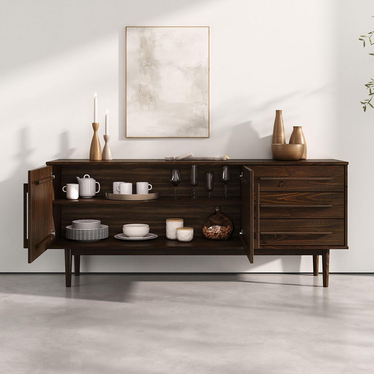 SIDEBOARD TECCA nussbaum - Nussbaumfarben, Holz (170/71/41cm) - IDIMEX