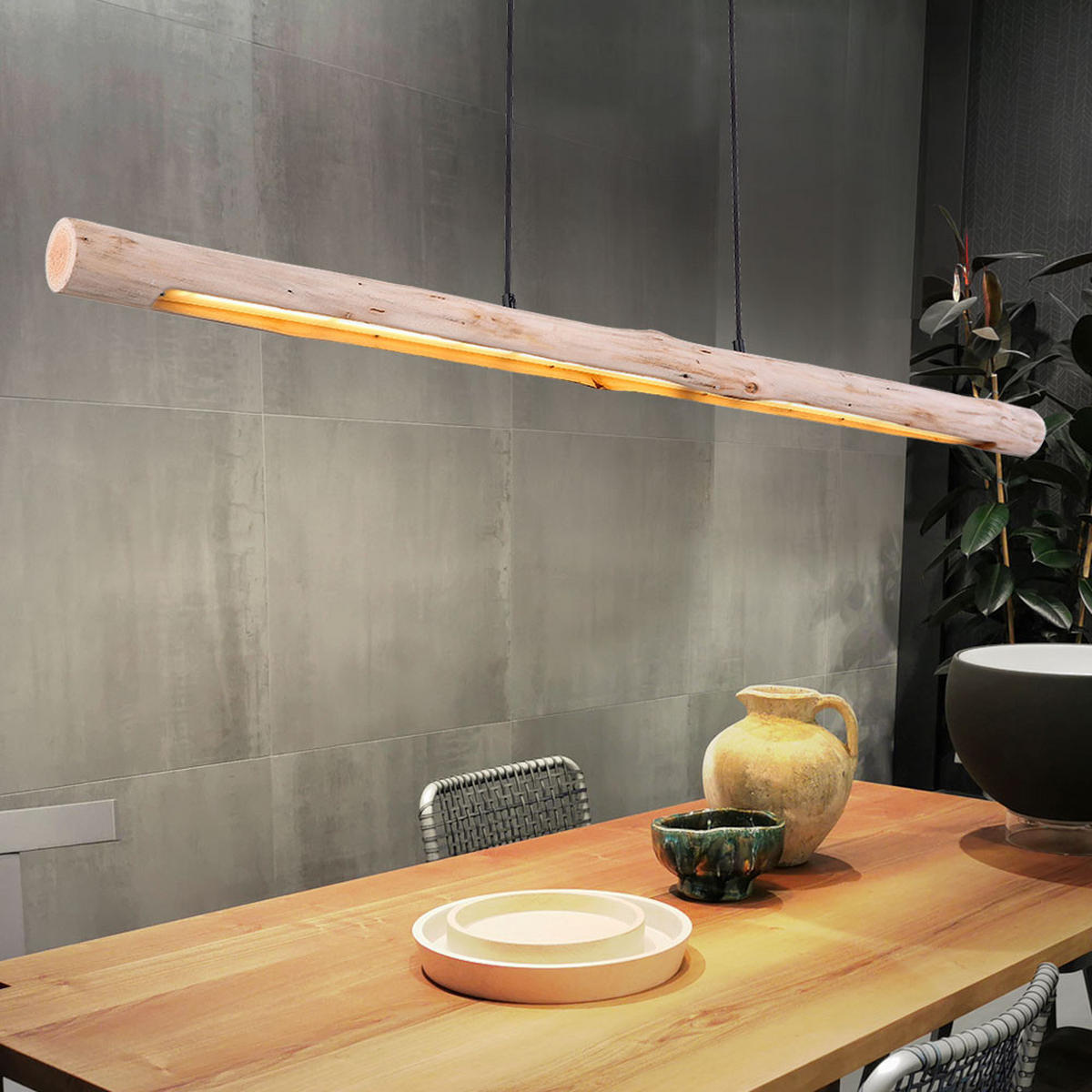 LED HÄNGELEUCHTE Holz Braun - Braun, Holz (120/7/150cm) - Globo Lighting