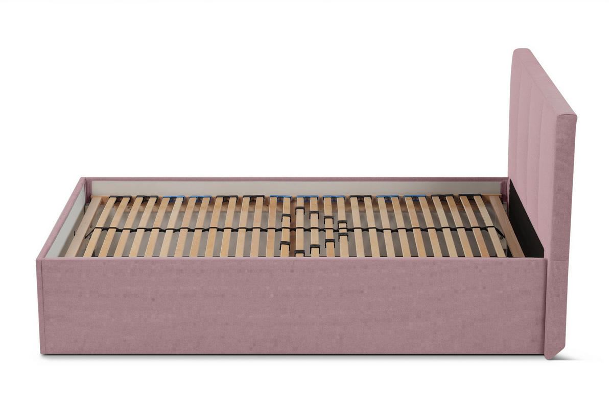 POLSTERBETT Dalas Rose 100 x 200 x 40 cm Stauraum Mit hochwertiger Matratze H3 (bis 120 kg) und Lattenrost - Rosa, Holz (100/200cm) - Halmon Schlafkomfort Betten 