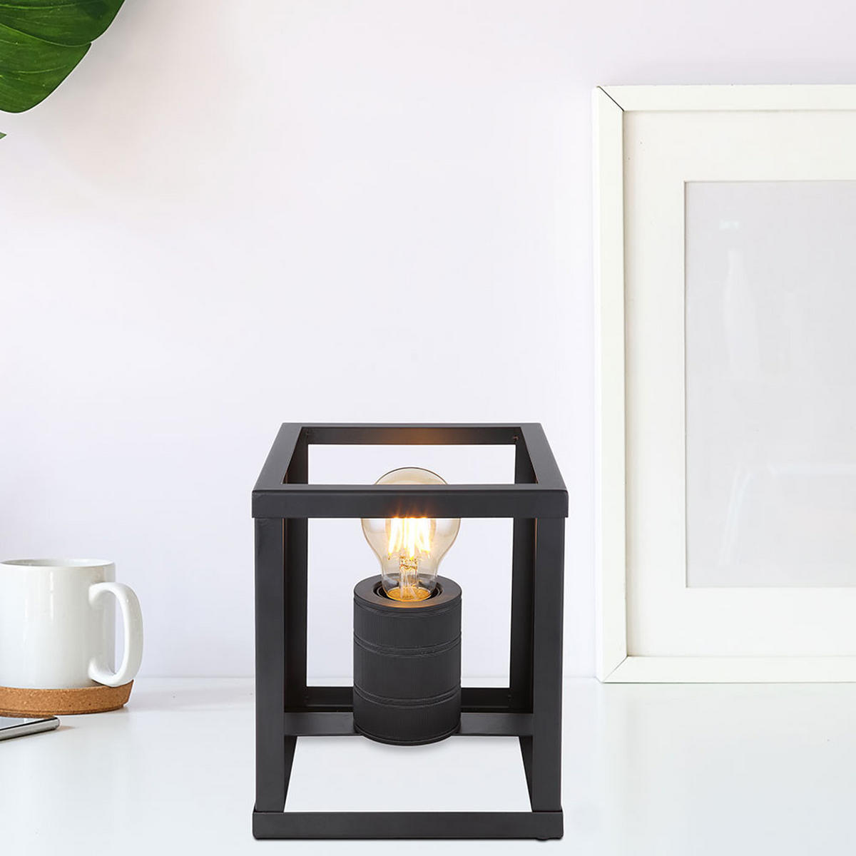 LED TISCHLEUCHTE Metallrahmen Schwarz - Schwarz, Metall (17/17/20cm) - Globo Lighting