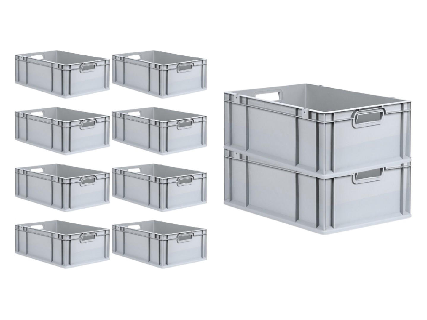EUROBOX Nextgen Economy Griffe Offen 22x40x60cm 44 Liter - Grau, Kunststoff (40/22/60cm) - PROREGAL