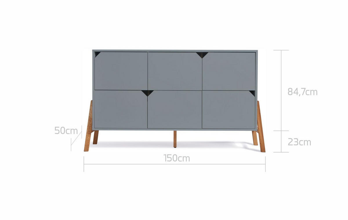 KINDERKOMMODE Lotta – rustikale Eleganz und Funktionalität Grau - Grau, Holzwerkstoff (150/85/50cm) - RAUMHIRSCH FURNITURE