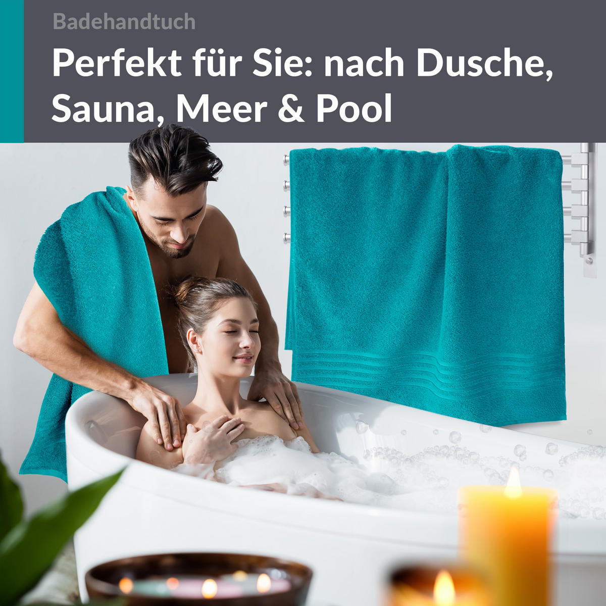 BADETUCH London Nautic Grün 2er Set 100x150 - Smaragdgrün, Textil (100/150cm) - Lashuma