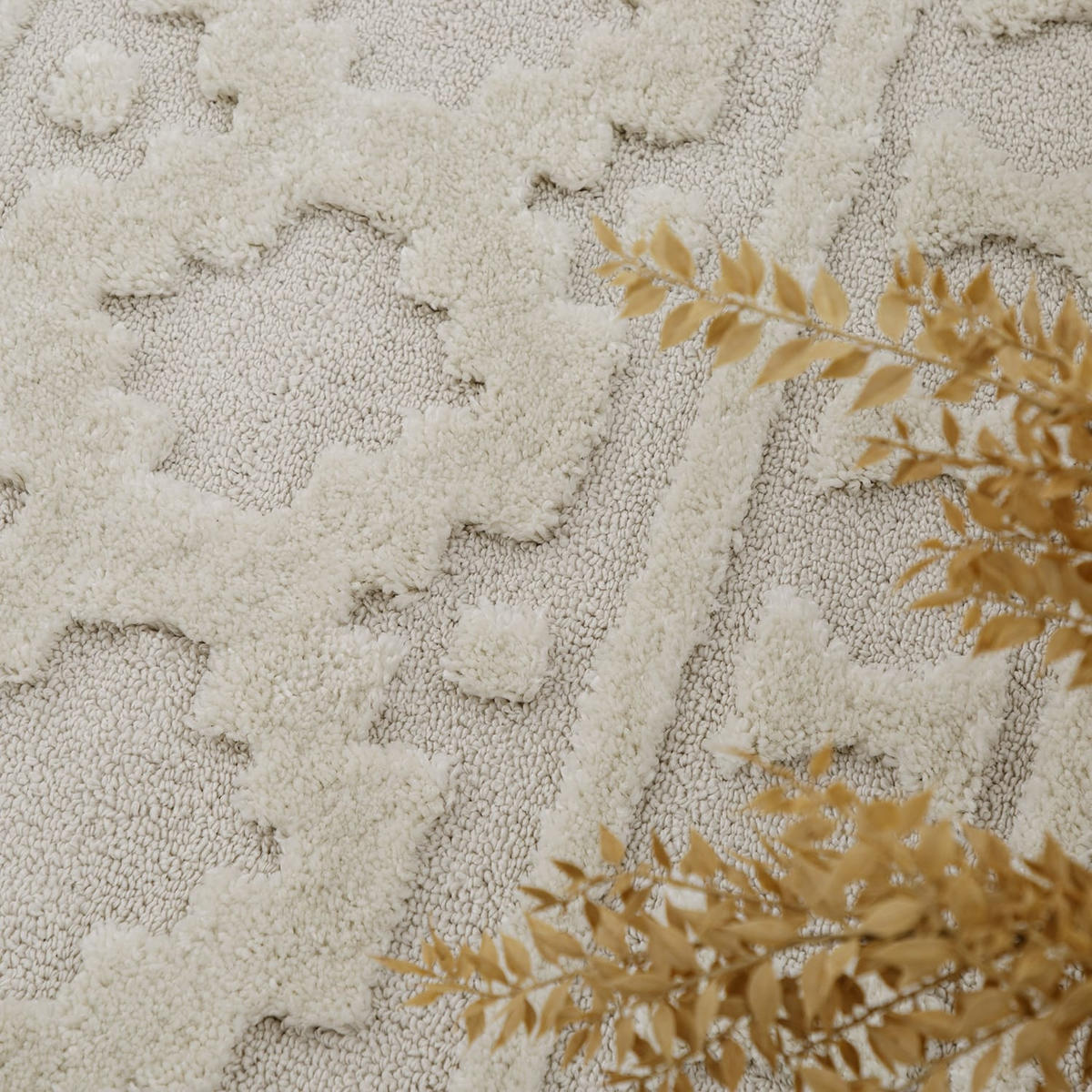 HOCHFLORTEPPICH, mit 3D-Struktur, aus Polypropylen, Creme, 60 x 100 cm - Beige, Textil (100/60cm) - KADIMA DESIGN