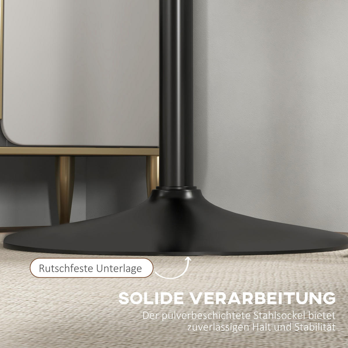BARTISCH MDF Stahl Schwarz - Schwarz, Holzwerkstoff (70/70/102cm) - HOMCOM