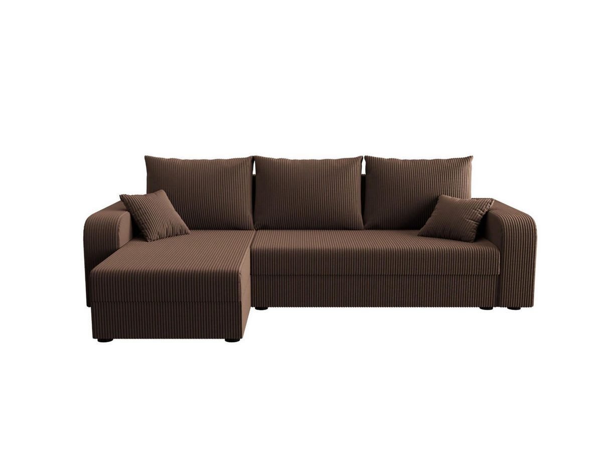ECKSOFA HEWLET L BIS Zoom 5 Links mit Schlaffunktion - Braun, Textil (240/140cm) - Bedante