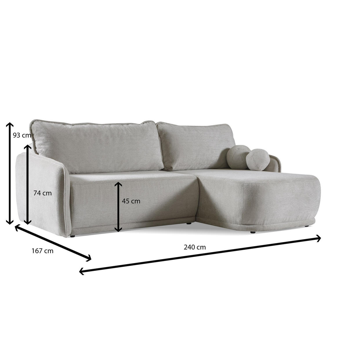 ECKSOFA Cloud Dunkelblau, mit Schlaffunktion - Dunkelblau, Textil (240/167cm) - Bettso