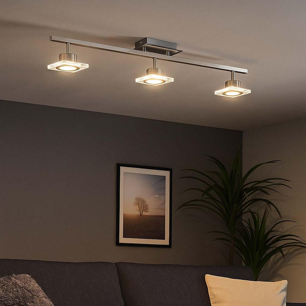 LED DECKENLEUCHTE KOVI Silber Stahl Acryl - Silberfarben, Metall (80/12.6/15cm)