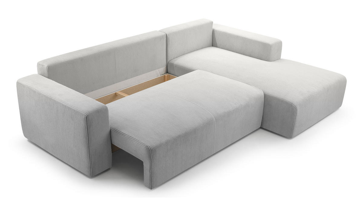 ECKSOFA L Form Catea Hellgrau 279/145/84 cm Rechts mit Schlaffunktion - Hellgrau/Schwarz, Kunststoff/Textil (279/145cm) - AX Living
