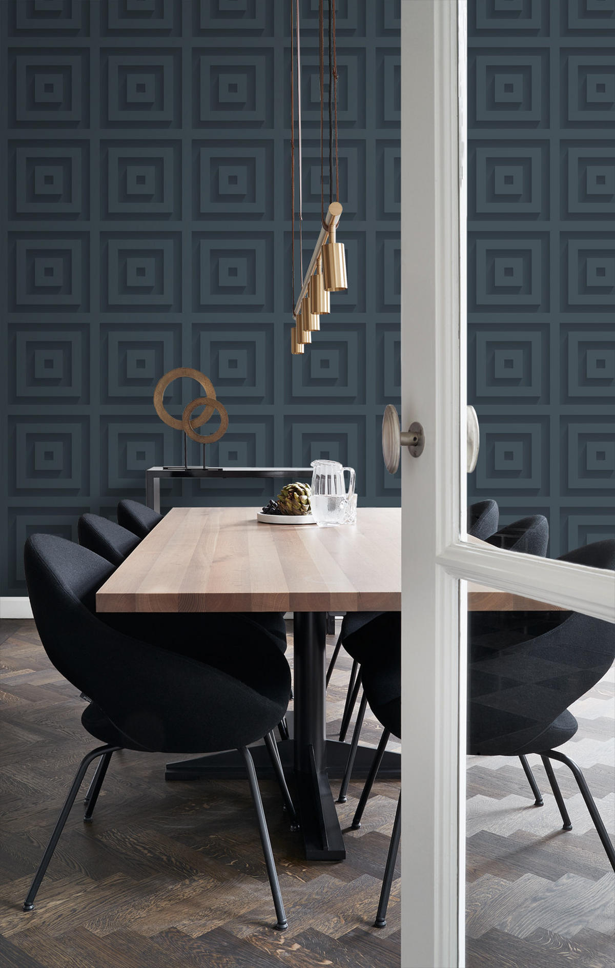 TAPETE 3D-Quadrate 50 x 900 cm - Blau, Papier (50/900cm) - Origin Wallcoverings