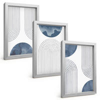 BILDER SET 3er Set - 20x30 cm Silberner Rahmen - Abstrakte blaue Muster - Silberfarben, Kunststoff (20/30cm) - TULUP