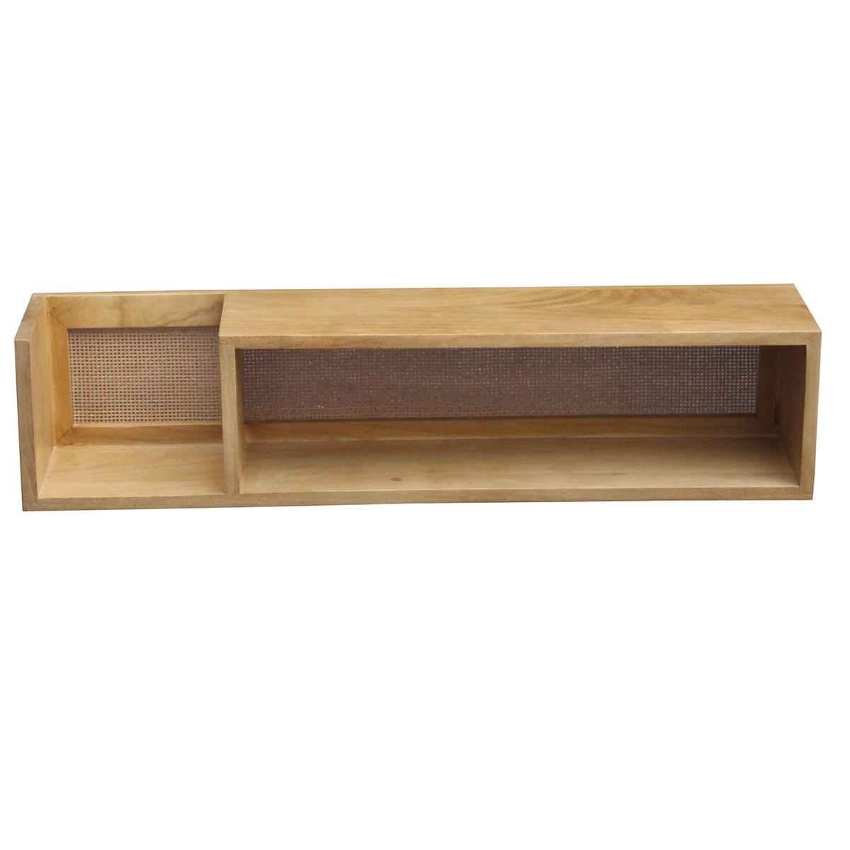 WANDREGAL Massives Mangoholz Rattan-Rohrgeflecht B90 cm ACANGE - Eiche Bianco, Holz (20/20/90cm) - Miliboo
