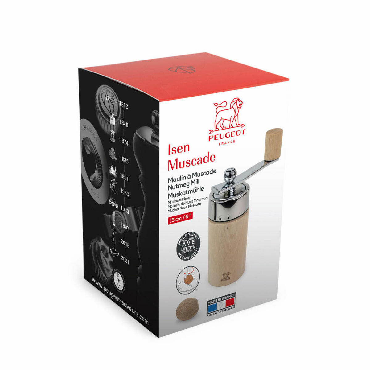 MUSKATMÜHLE Isen 15cm Buchenholz Natur Stahlmahlwerk - Braun, Holz (5.4/15/5.4cm) - PEUGEOT