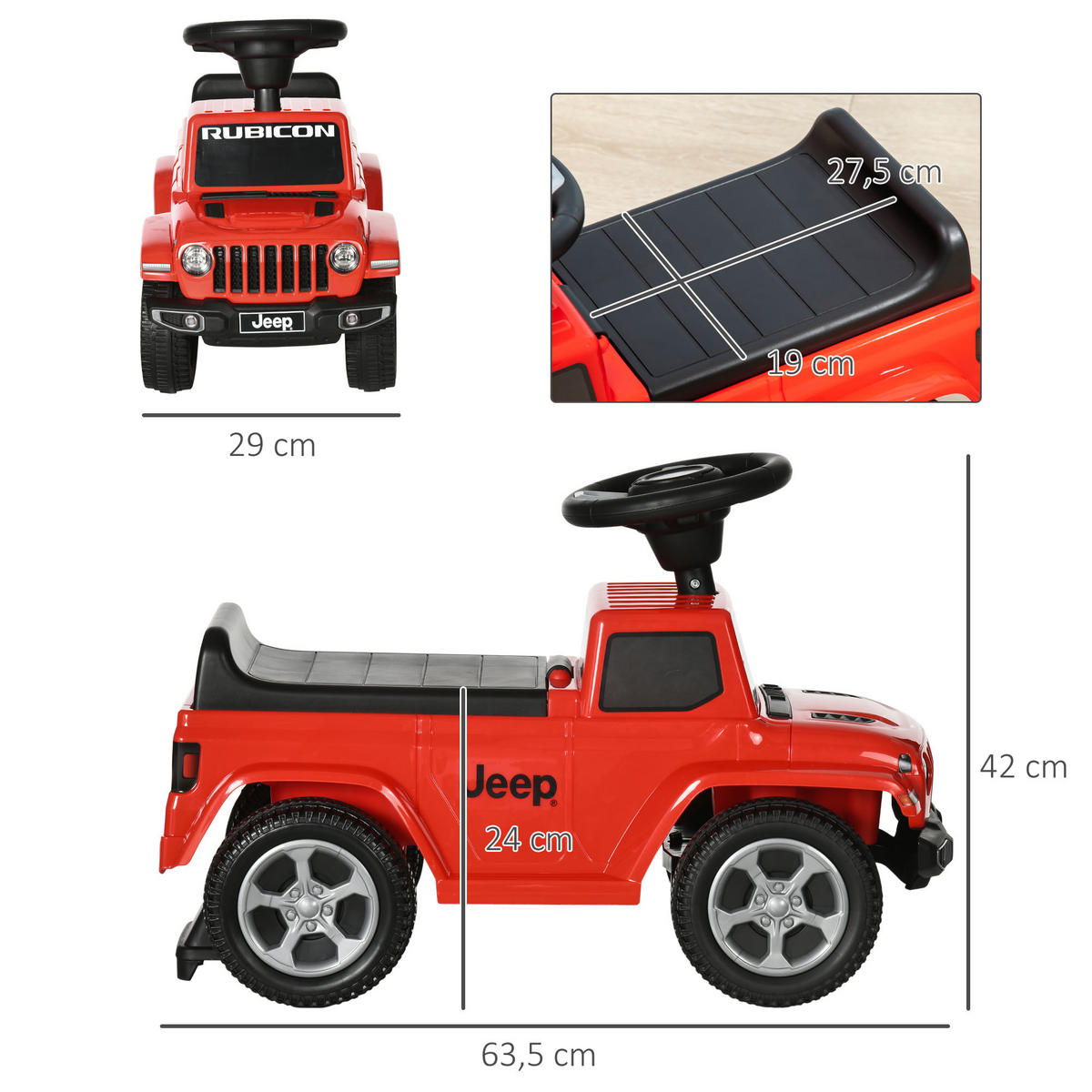 KINDER RUTSCHAUTO, Rot, Kunststoff+ Metall - Rot, Metall (63.5/29/42cm) - AIYAPLAY