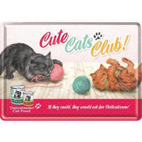 MINIBLECHSCHILD 10/14 cm Animal Club Cute Cats Club - Multicolor, Metall (14/10/0.1cm) - Nostalgic-Art