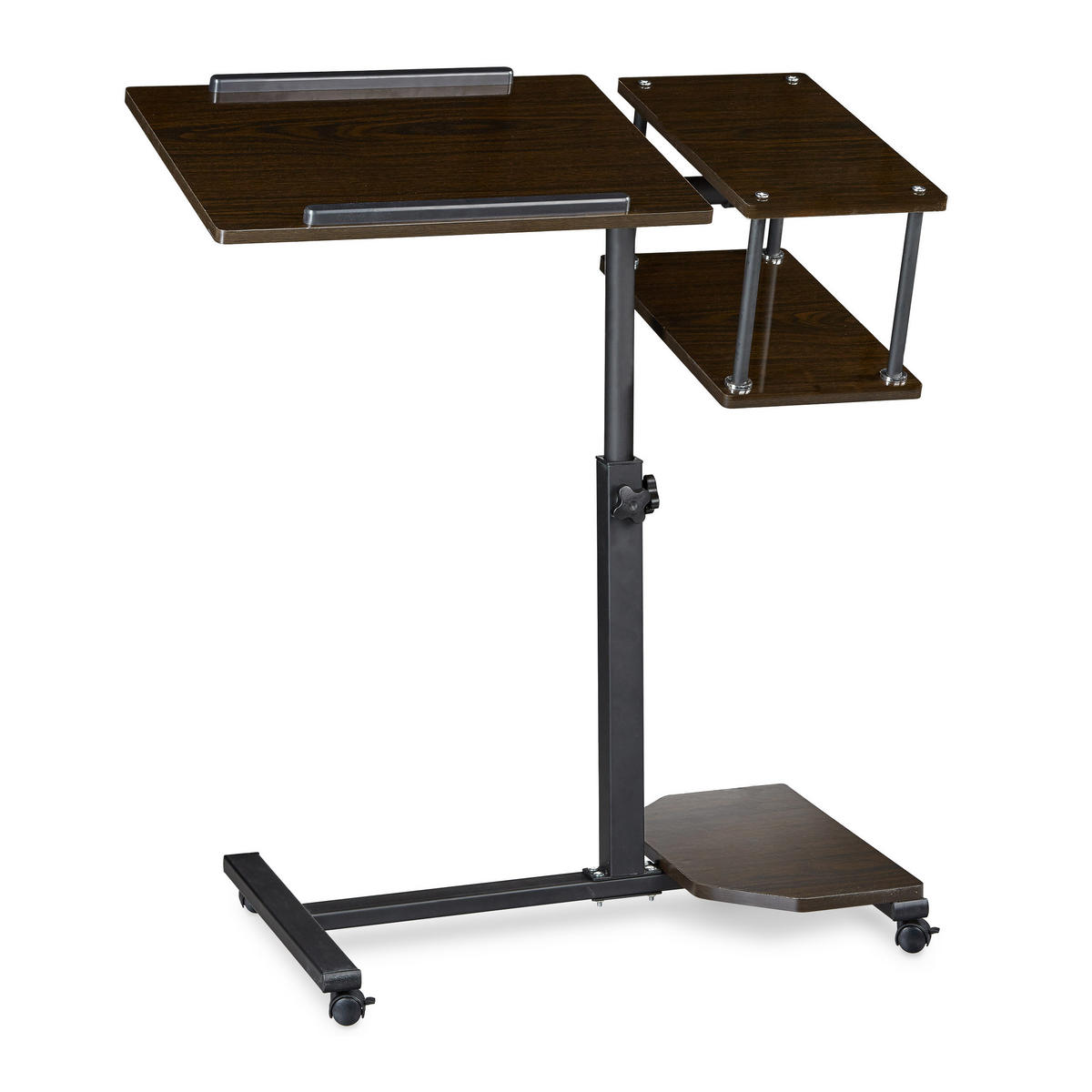LAPTOPTISCH Schwarz XL höhenverstellbar mit Rollen 77x40 cm - Schwarz, Holzwerkstoff/Metall (40/77/100cm) - Relaxdays