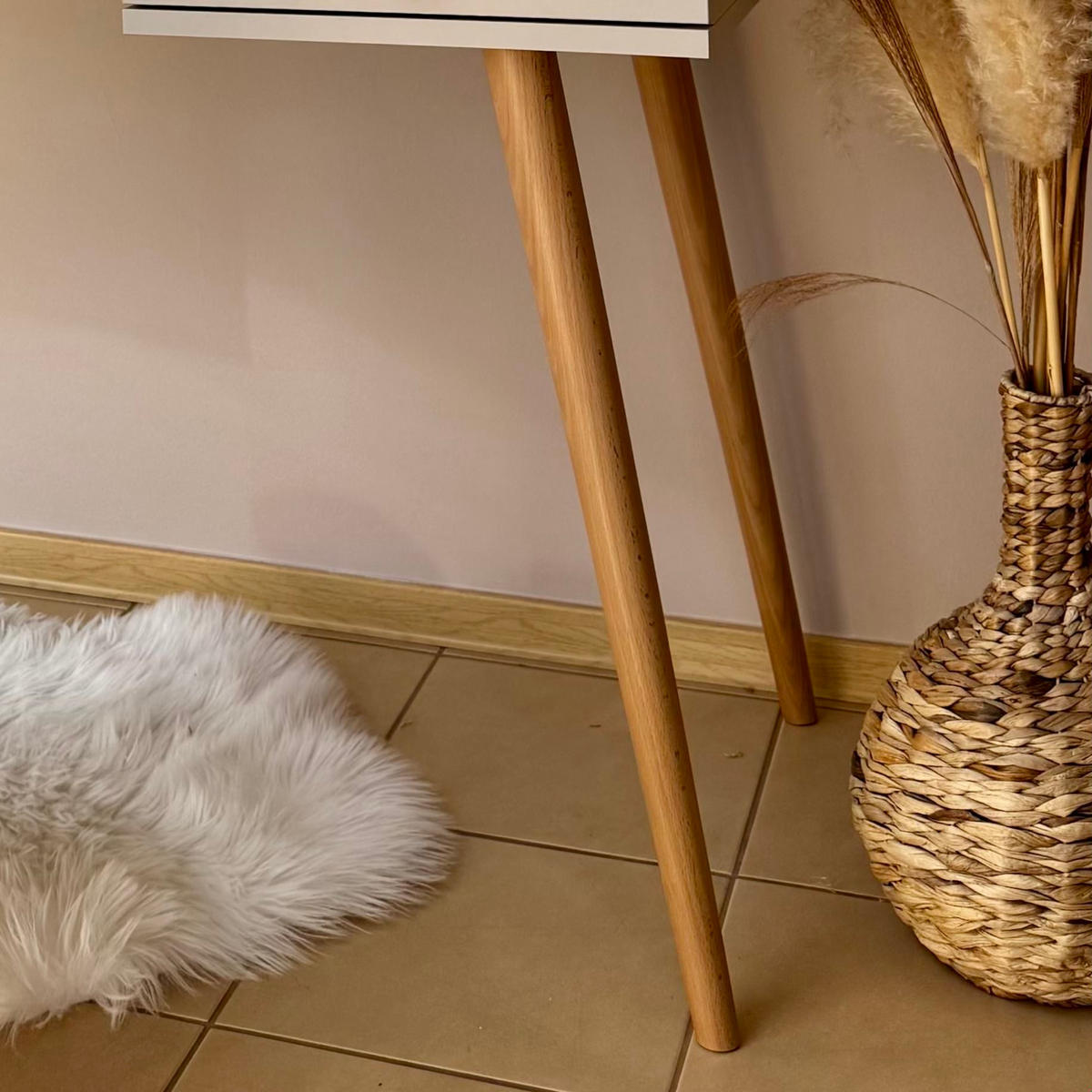 SCHREIBTISCH NATURA, 135 cm, Rosa, mit 2 Schubladen - Rosa, Holz (54/135/79cm) - Excellent Home