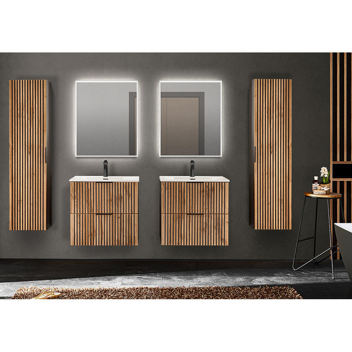 BADMÖBEL-SET 6-TLG. Xanten-56 - Braun, Holzwerkstoff (240/200/46cm) - Lomado