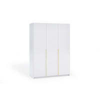 DREHTÜRENSCHRANK Apollonia ohne Spiegel 150x204cm 3-türig, weiß, goldene Griffe - Goldfarben/Weiß, Kunststoff (58/205/150cm) - Margaret Hadas24