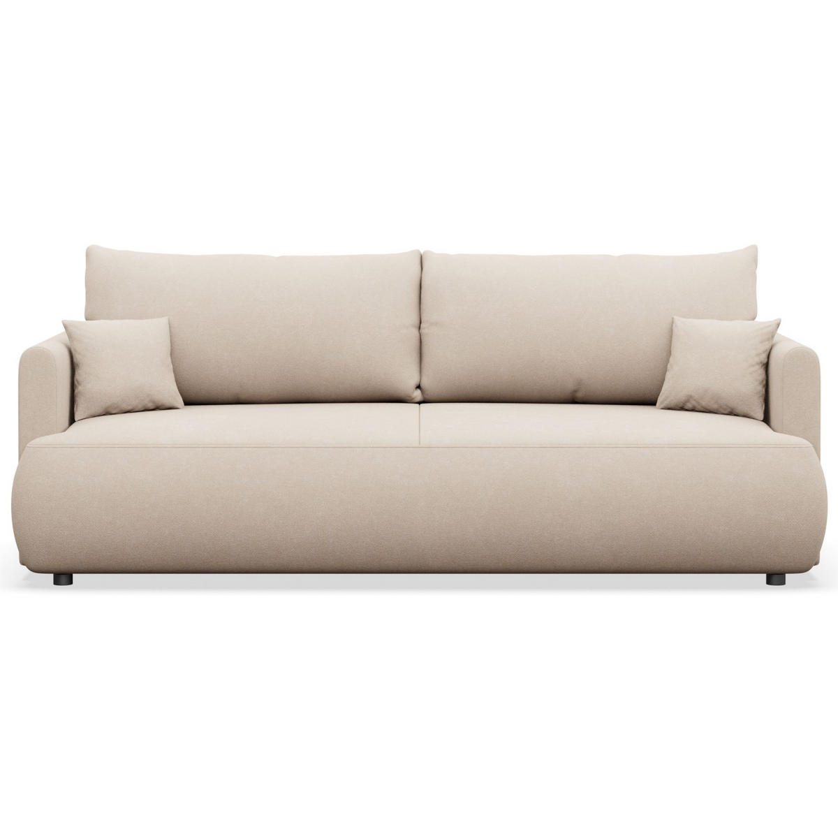 3-SITZER SOFA Ovo Mini Creme Chenille Easy-Clean, creme - Creme/Schwarz, Kunststoff/Textil (226/90/97cm) - Selsey