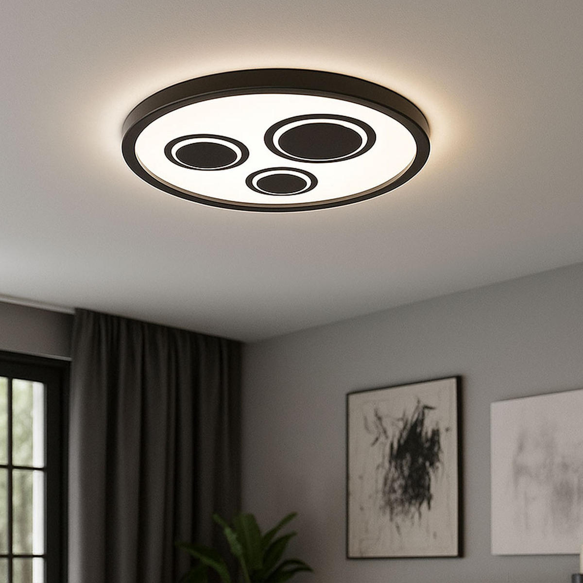 LED DECKENLEUCHTE Schwarz Backlight - Schwarz, Kunststoff (42.3/42.3/3.7cm) - Briloner