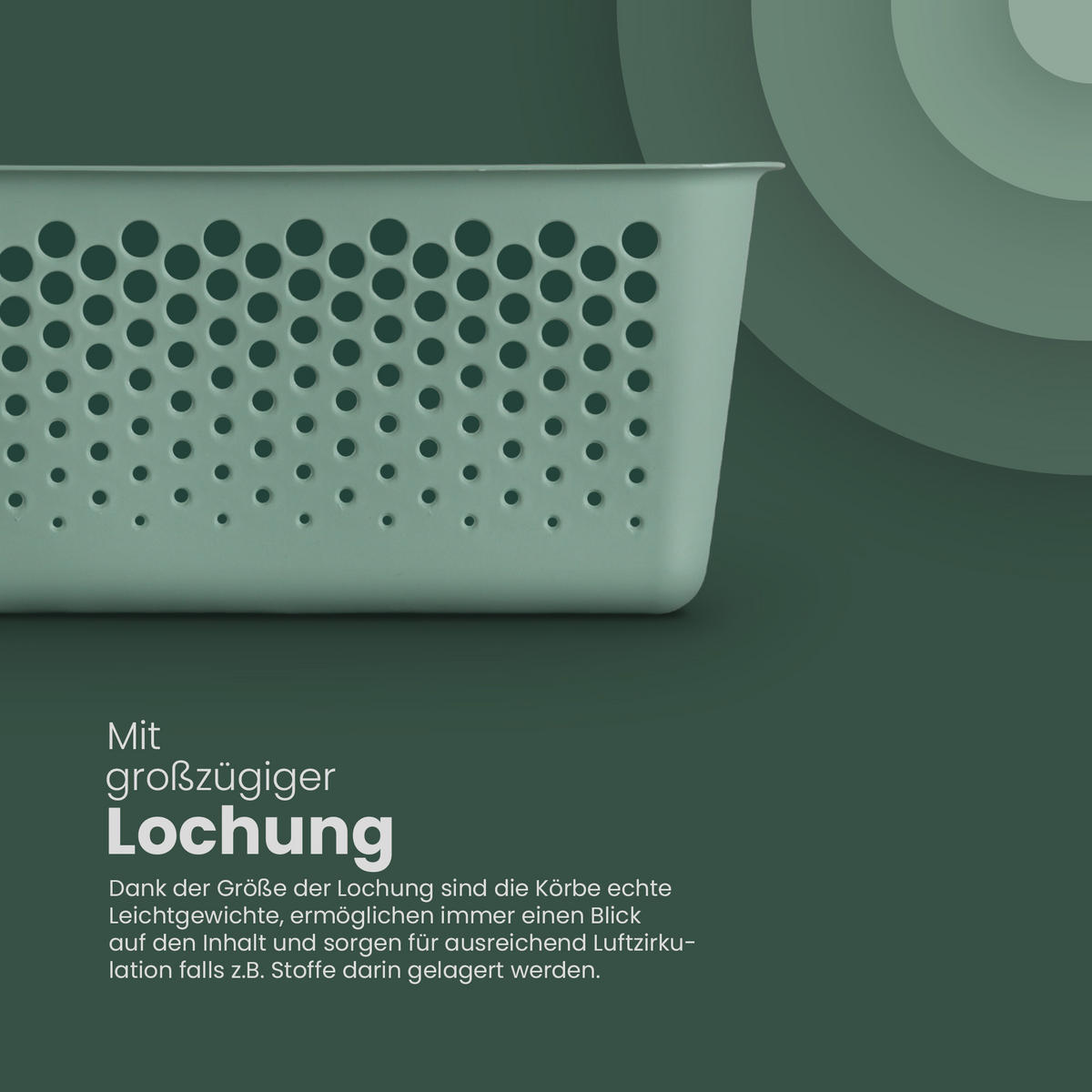 AUFBEWAHRUNGSKORB Grün 37x26x17 cm - 1er Pack - Grün, Kunststoff (26/17/37cm) - ProHome