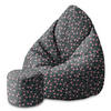 SITZSACK MIT FUßSTÜTZE Velvet 2-tlg Romantic Flowers M - Dunkelgrün, Textil (80/120/80cm) - Dreamroots
