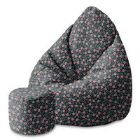 SITZSACK MIT FUßSTÜTZE Velvet 2-tlg Romantic Flowers M - Dunkelgrün, Textil (80/120/80cm) - Dreamroots