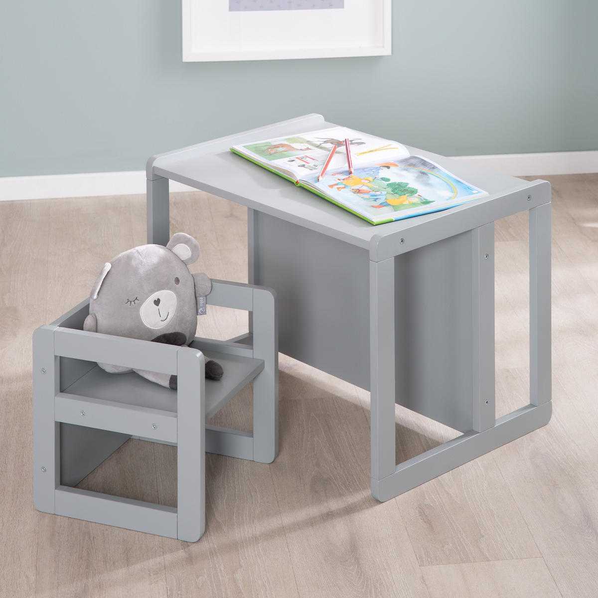 KINDERSITZGRUPPE 3in1 - Grau, Holzwerkstoff (61/30/44cm) - Roba