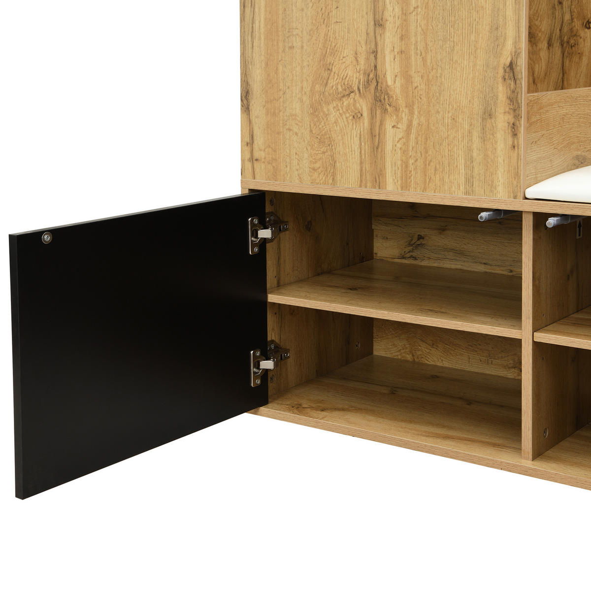 SCHUHSCHRANK aus MDF 100x38x191cm in Natur mit Bank & Spiegel - Naturfarben, Holzwerkstoff (100/191/38cm) - Modfu