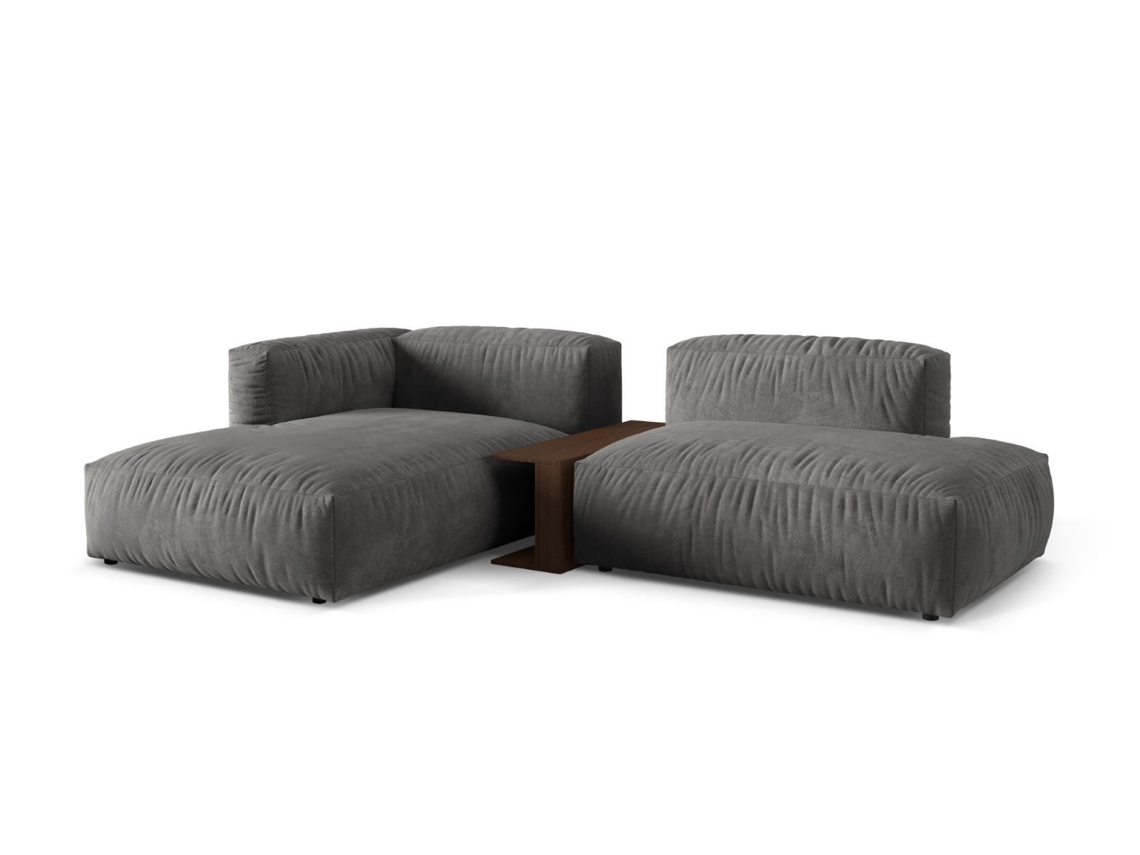 ECKSOFA modular links Martina aus Samt grau 2 Sitzplätze - Grau, Textil (176/285cm) - Micadoni
