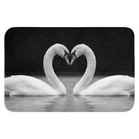 WC PŘEDLOŽKA Labutě - srdce - černá - bílá 60x40 cm - černá, textil/plast (60/1cm) - OnlyWow