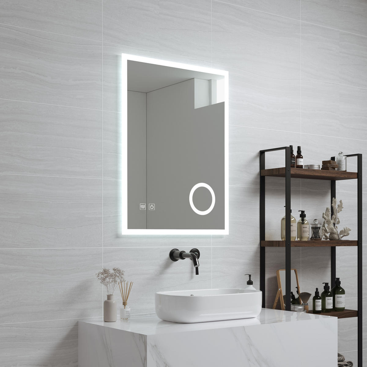 BADEZIMMERSPIEGEL Scafa - Weiß, Glas/Metall (50/70/3cm) - pro.tec