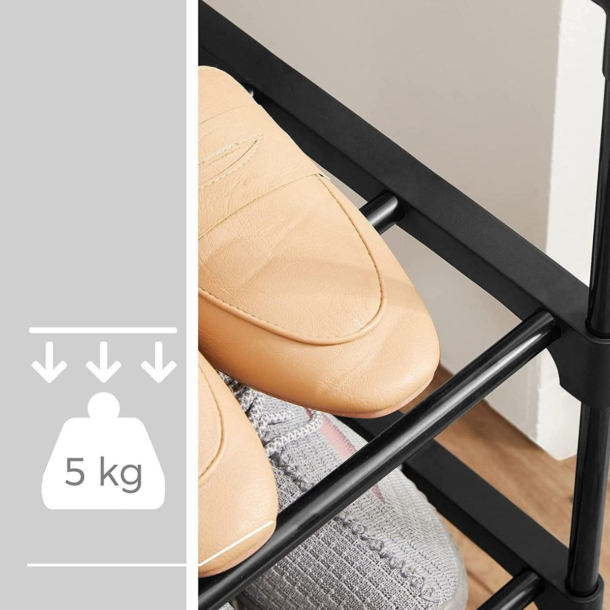 SCHUHREGAL mit 3 Ebenen aus schwarzem Metall - 15 Paare - Schwarz, Metall (30.5/55/92cm) - Calicosy