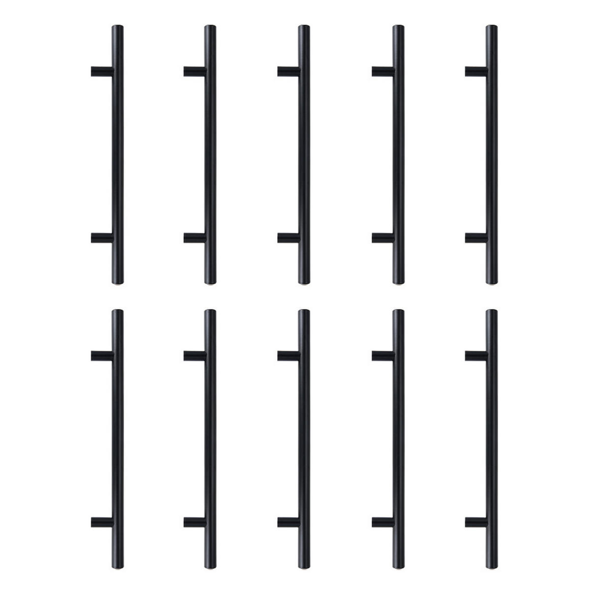 MÖBELGRIFFE 10er-Set aus rostfreiem Edelstahl black Vielseitig einsetzbar Einfache Montage Angenehme Haptik Pflegeleicht 250 mm - Schwarz, Metall (25/1/16cm) - Livingandhome