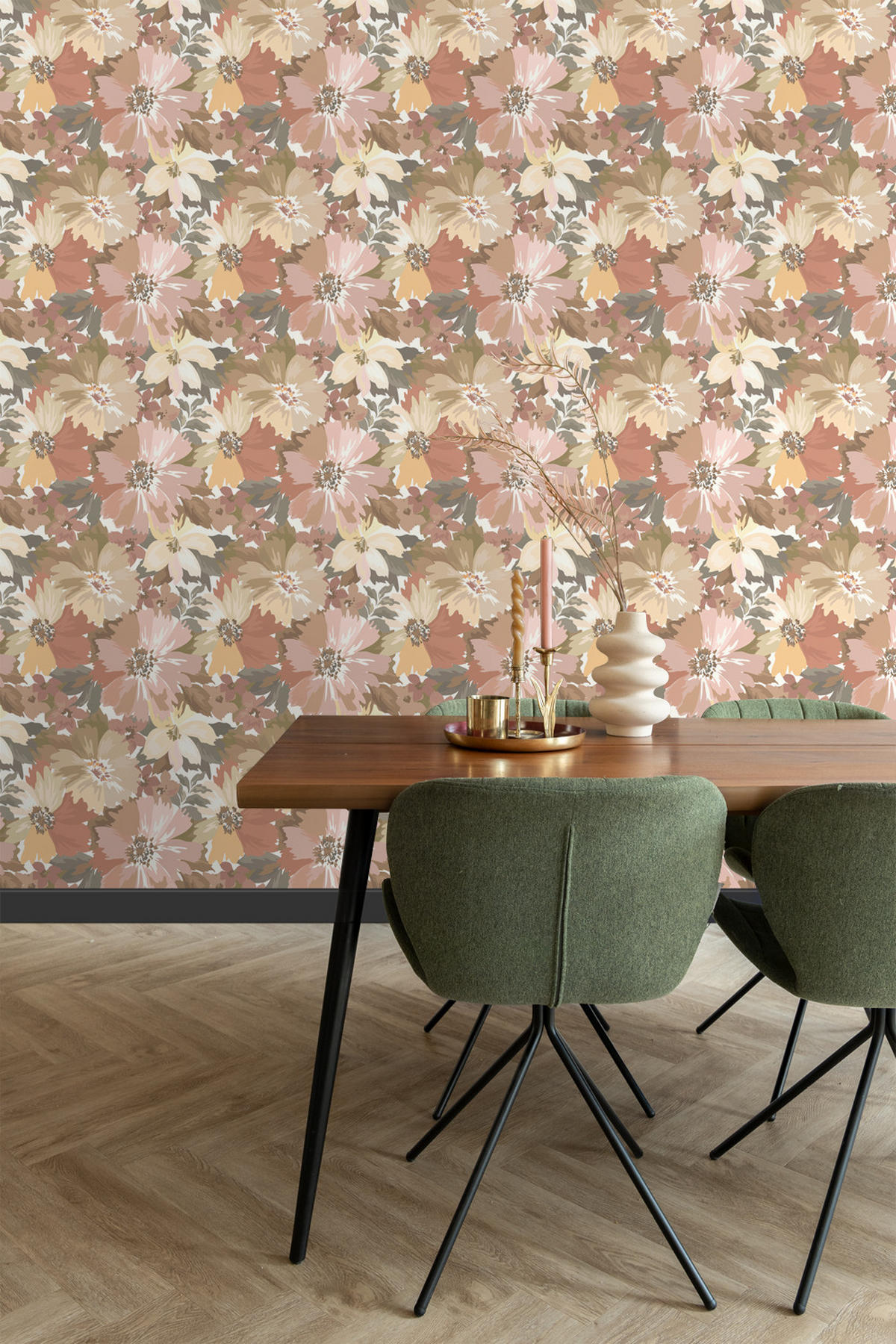 TAPETE Blumen 50 x 900 cm - Braun, Papier (50/900cm) - ESTAhome