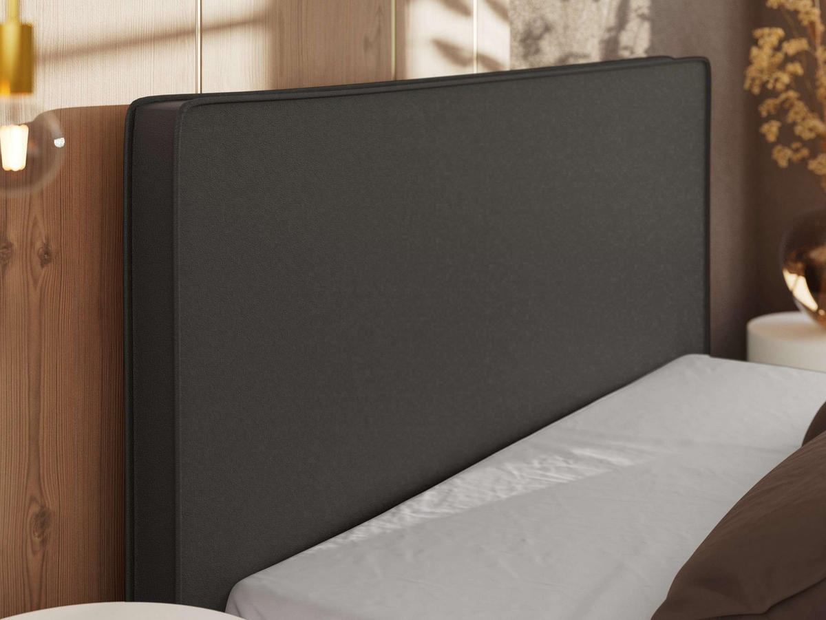 POLSTERBETT CORIVO CLASSIC 180/200 - Grau Kunstleder - Multipocket-Matratze - Dunkelgrau/Schwarz, Kunststoff/Textil (180/200cm) - MKS