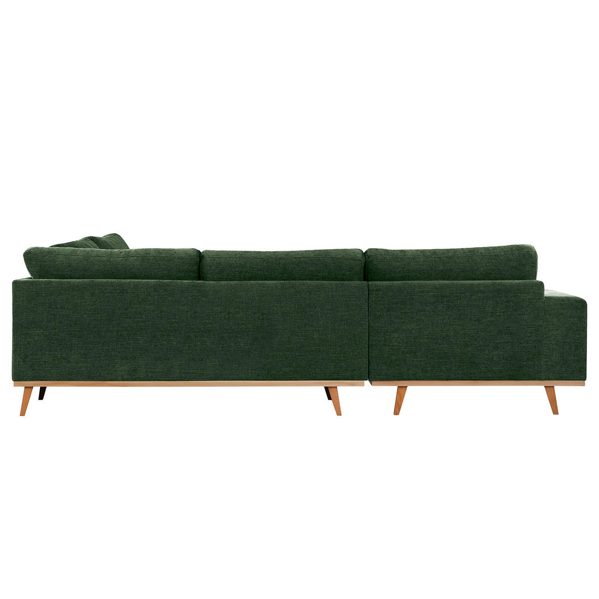 ECKSOFA mit Ottomane - Dunkelgrün/Buchefarben, Buchenholz/Textil (287/219cm) - home24