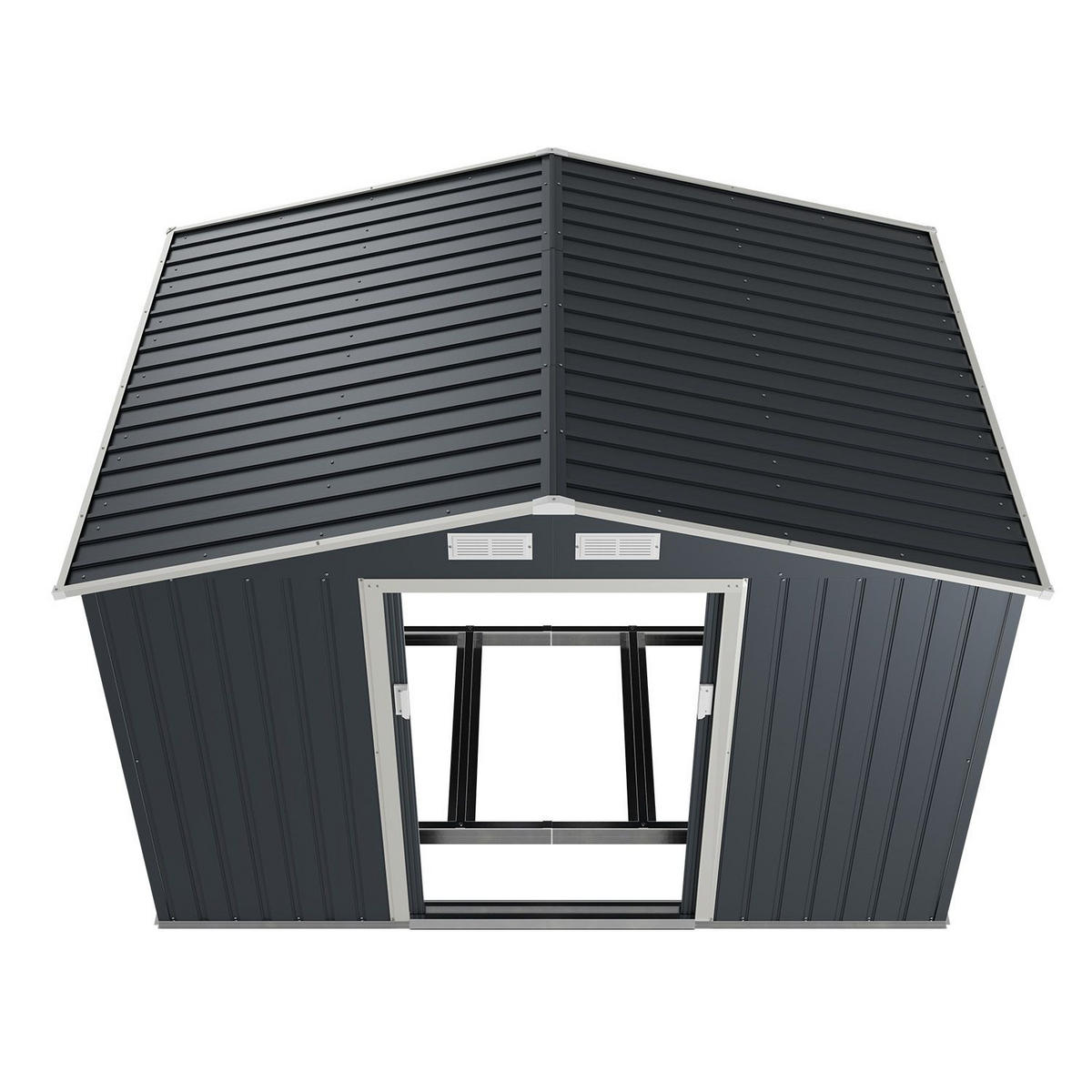 GERÄTESCHUPPEN XL Anthrazit - Anthrazit, Metall (280/190/182cm) - Juskys