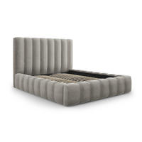 BETT mit Bettkasten und Kopfteil Kelp aus Samt hellgrau 160x200cm - Hellgrau, Textil (160/200cm) - Micadoni