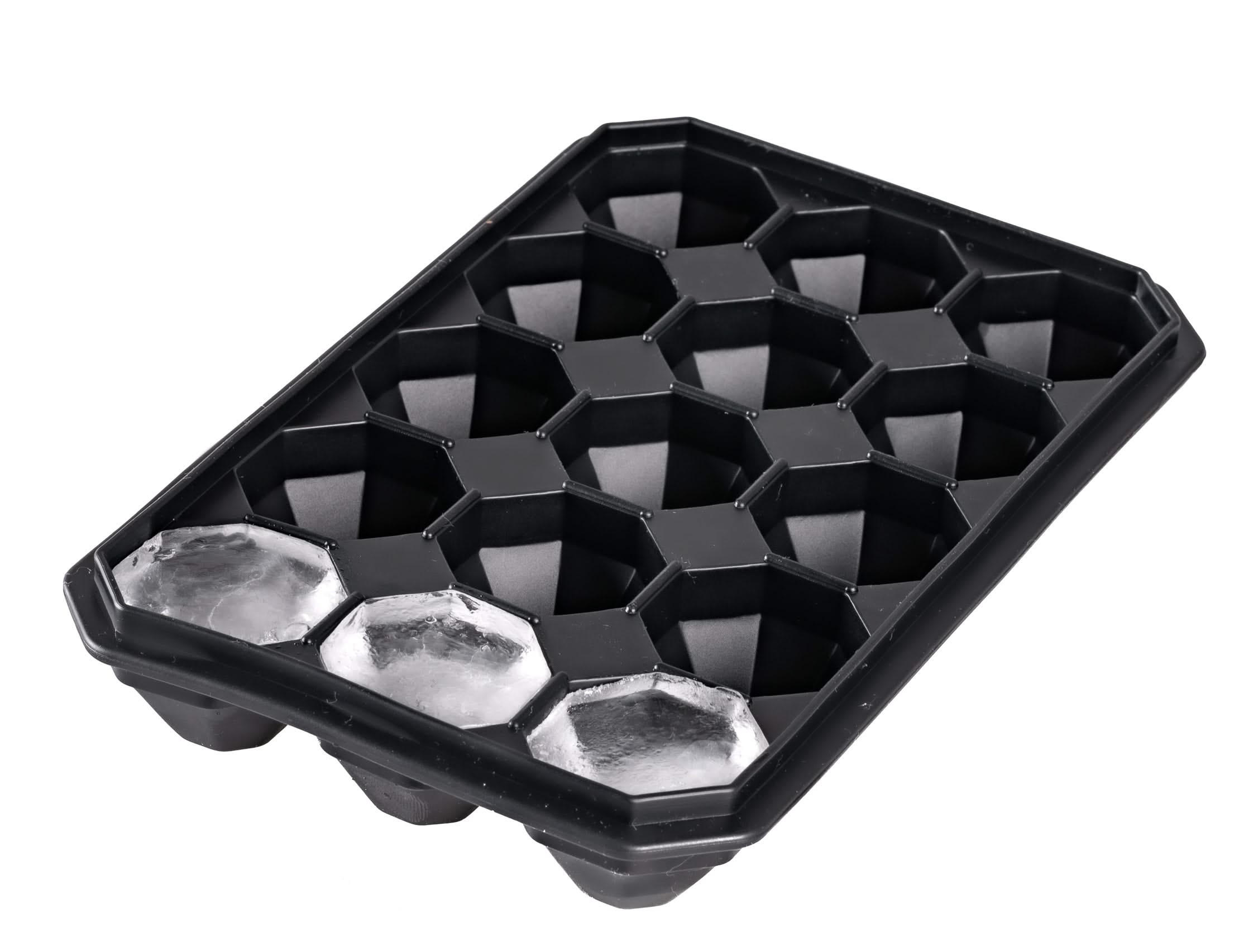 EISWÜRFELFORM Diamonds - 15 diamantförmige Eiswürfel - Silikon - Leichtes Lösen - Wiederverwendbar - Schwarz, Kunststoff (13/4/21cm) - Sareva