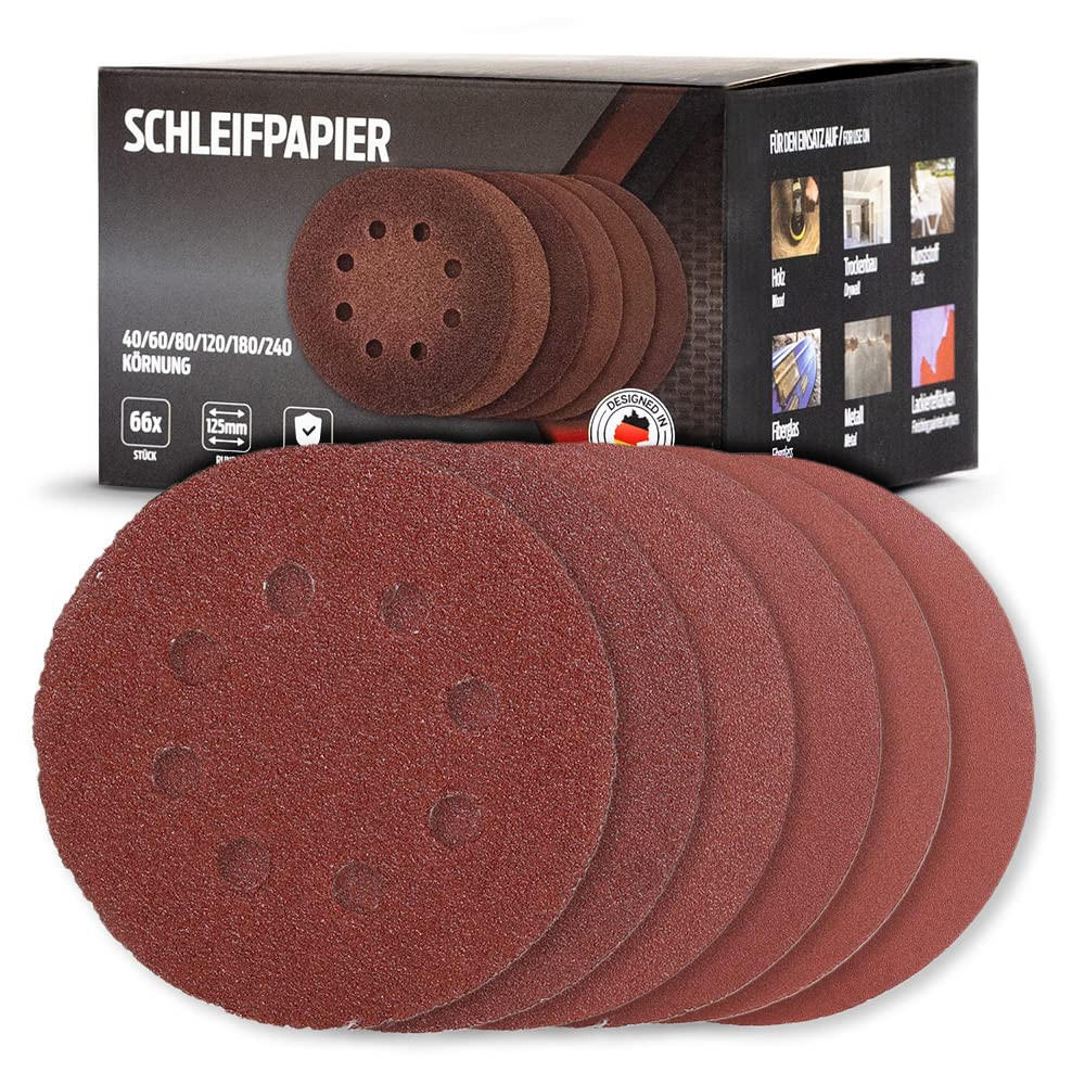 SCHLEIFPAPIER rund 66 Stück - Rostfarben, Kunststoff (125/125/12cm) - bestTools