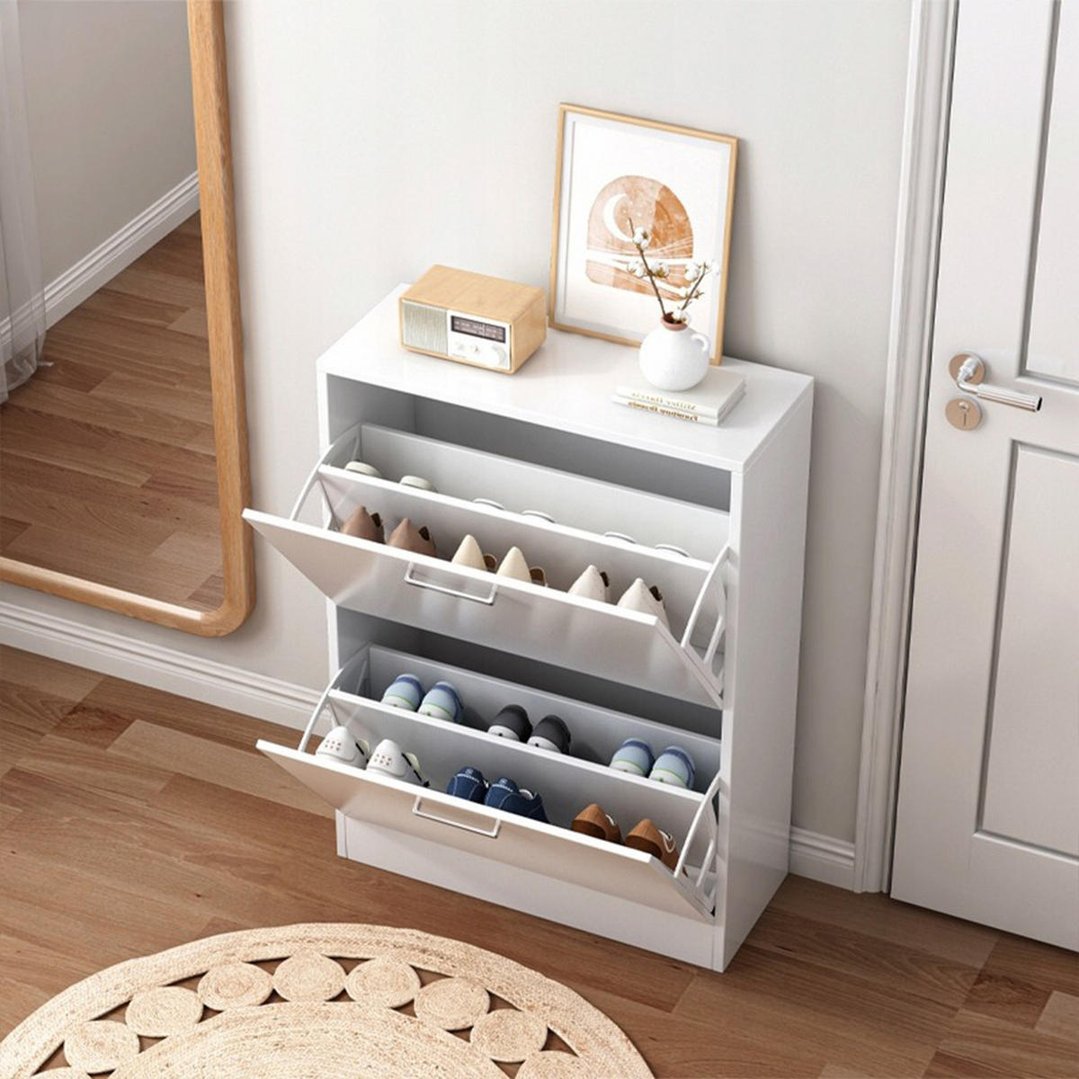 SCHUHSCHRANK, weiß 60/24/80 cm - Weiß, Holzwerkstoff (60/80/24cm)