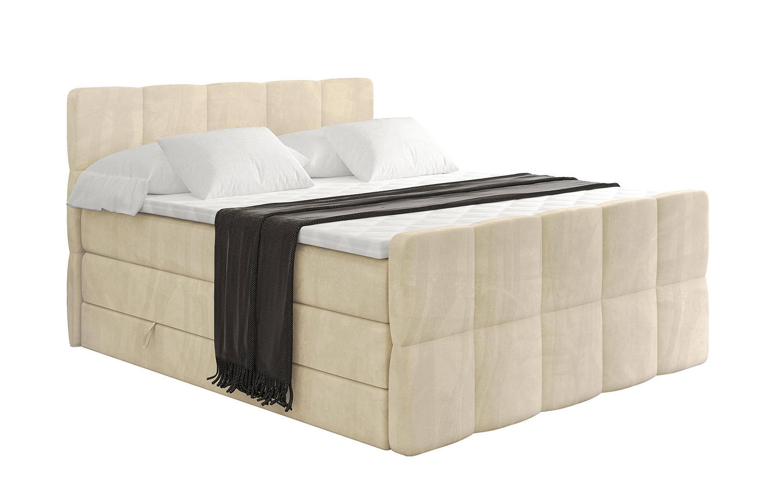 BOXSPRINGBETT mit Matratze und Lattenrost - LIRO-Z KING-180x200 - Beige Monolith - Beige, Holzwerkstoff (180/200cm) - ALTDECOR