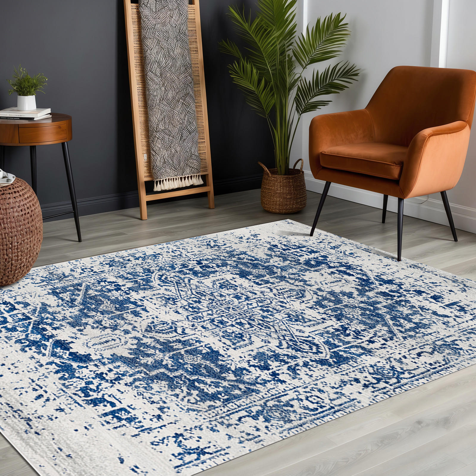 VINTAGE-TEPPICH 160/220 cm Blau - Blau, Naturmaterialien/Textil (160/220cm) - LIVABLISS