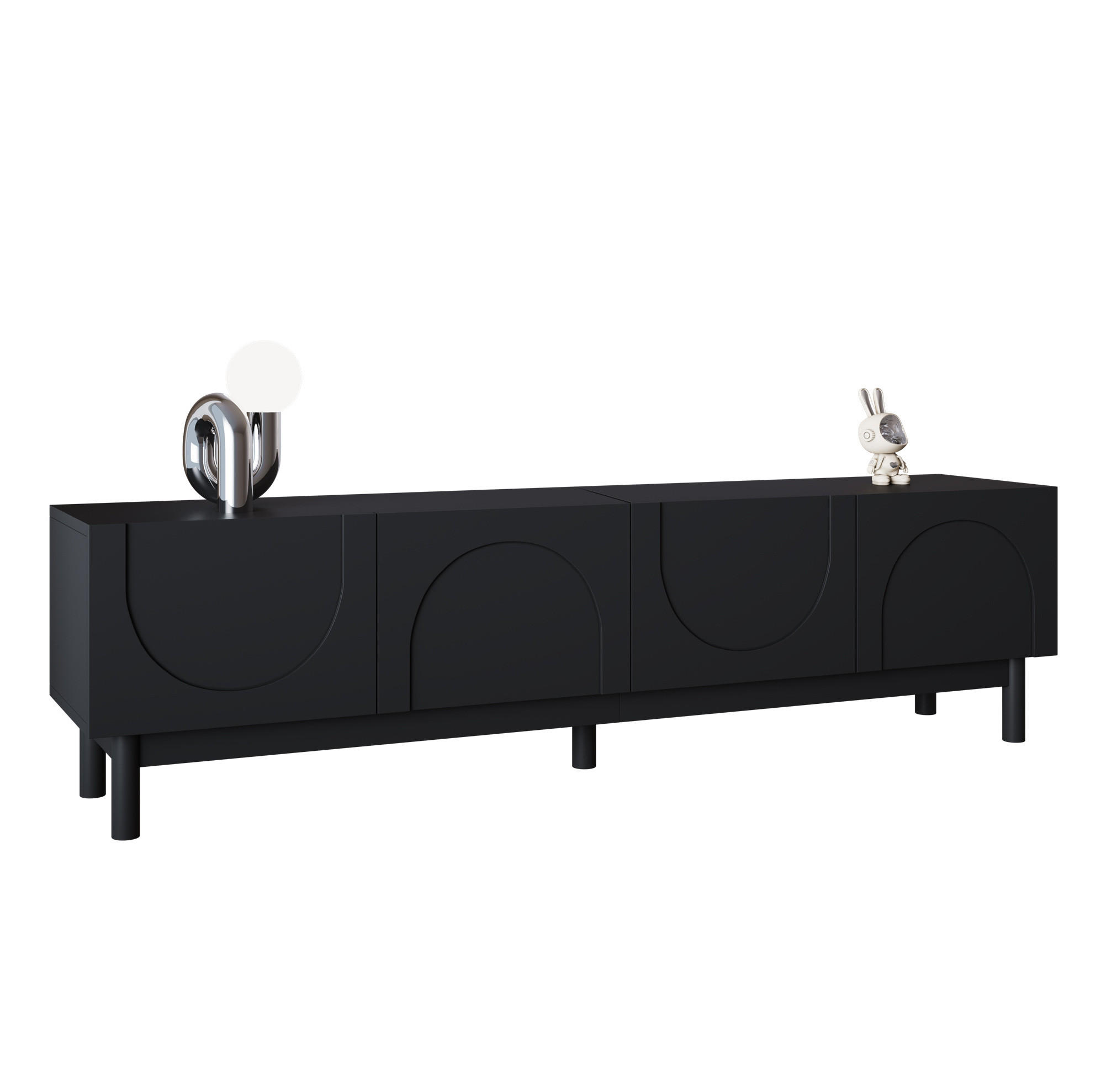 TV-SCHRANK mit 4 Türen 169 x 34 x 45,5 cm Schwarz - Schwarz, Holzwerkstoff (35/45.5/169cm) - Beauniv