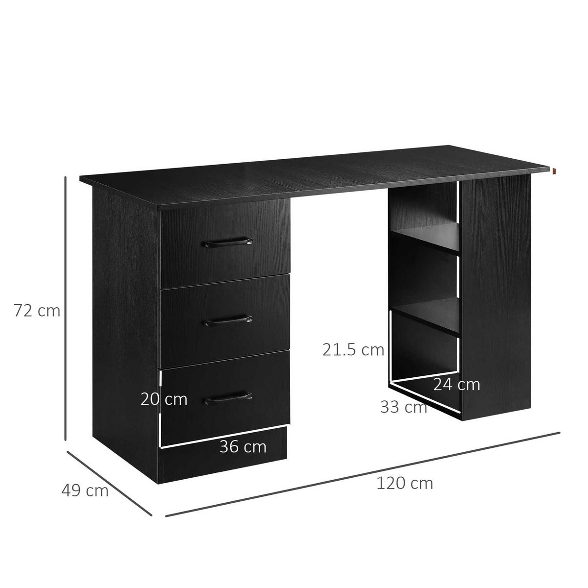 BÜROTISCH Schwarz 1 Stück - Schwarz, Holzwerkstoff (49/120/72cm) - GiPP