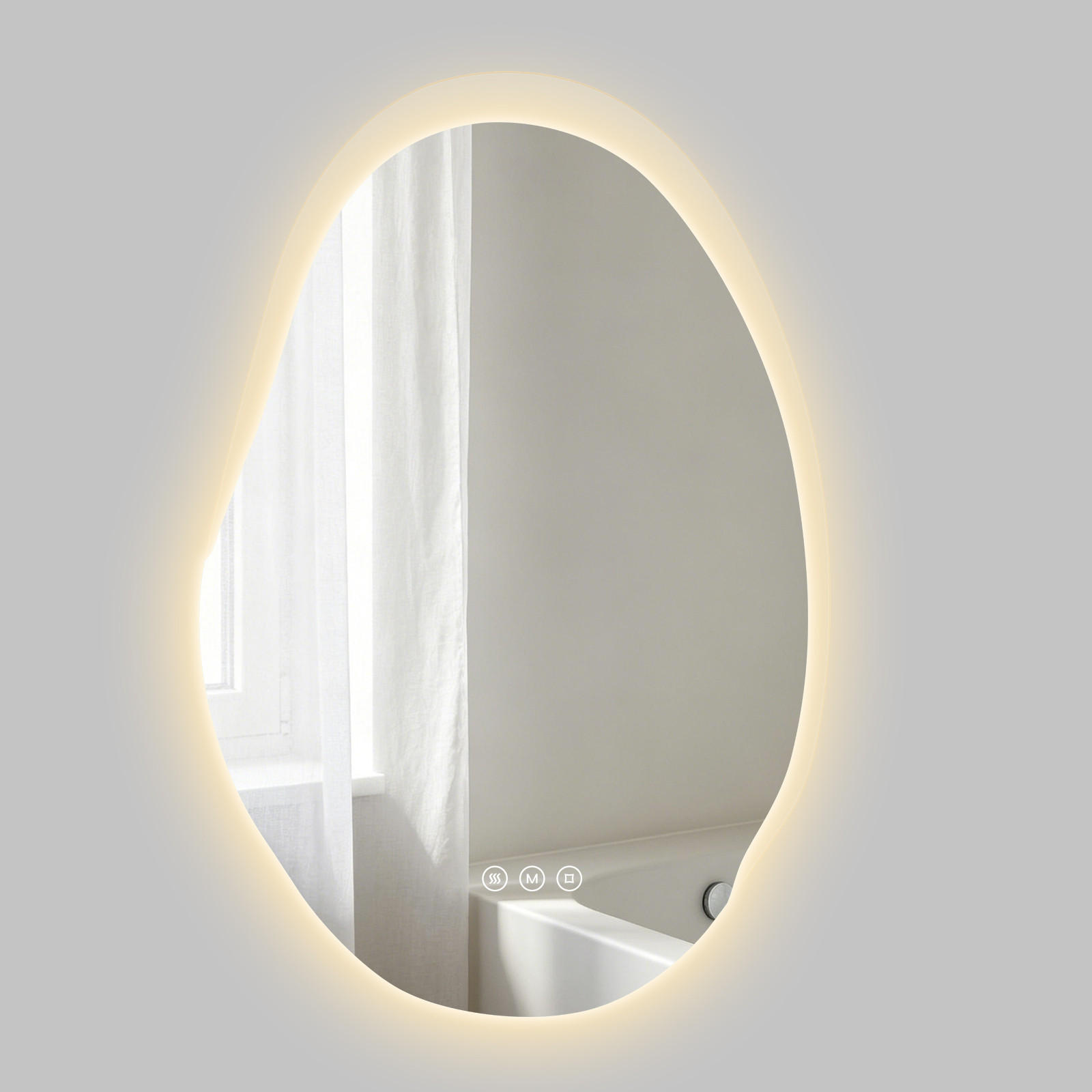 BADSPIEGEL mit Beleuchtung 48/72 cm asymmetrisch rahmenlos LED dimmbar mit Antibeschlag - Transparent, Glas (72/48/2.5cm) - S'AFIELINA
